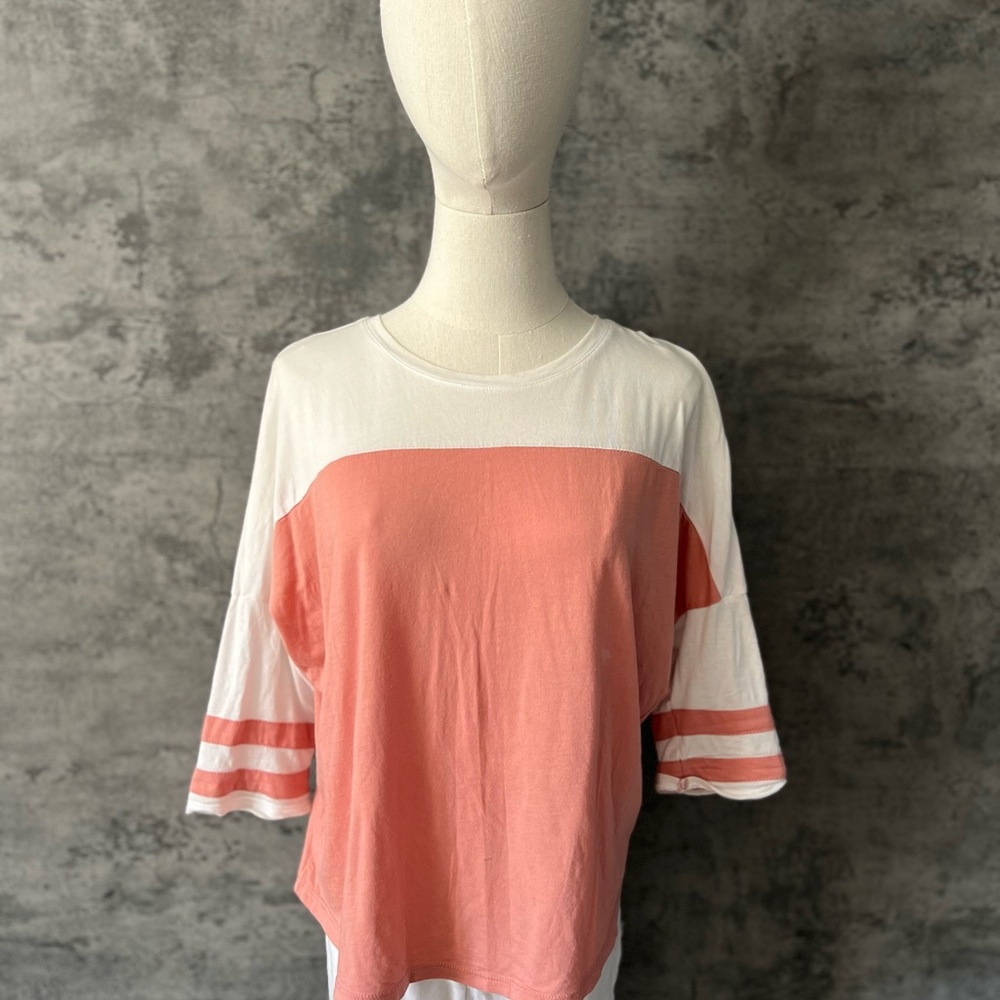 Colorblock Women's Top - Pink and White